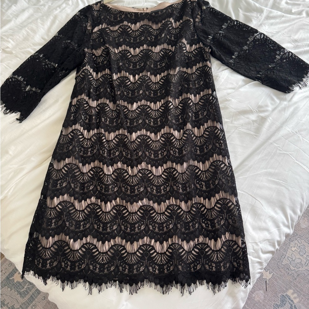 Jessica Howard Black Lace Long Sleeve Dress